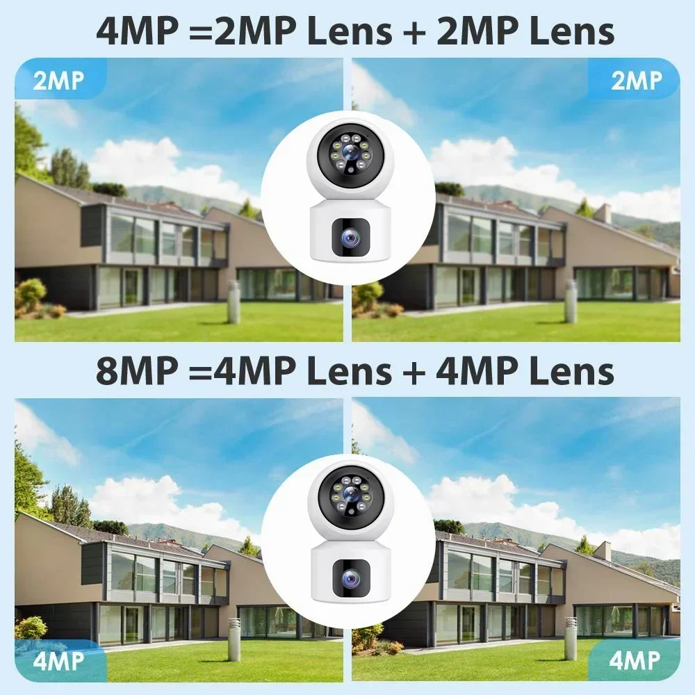 كاميرا مراقبة منزلية ذكية ، 4K ، 8mp ، تدعم AP ، صوت في اتجاهين ، لون ، رؤية ليلية ، واي فاي ، مقاوم للماء ، خارجي
