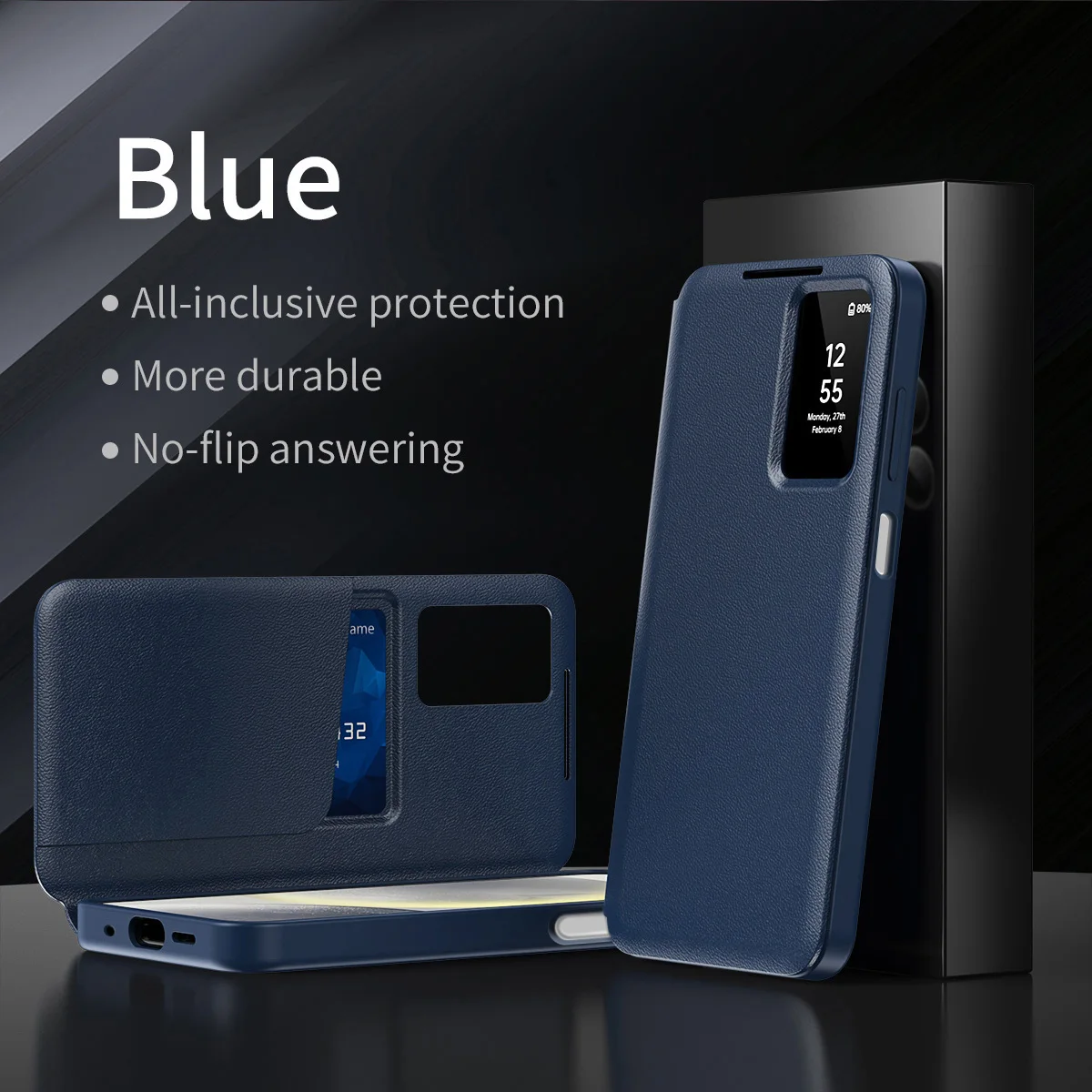 

For Samsung A27 Luxury Leather Case Built-in Card Slot Hands-Free Answer Without Flip Non-Fingerprint Full Shockproof Cover