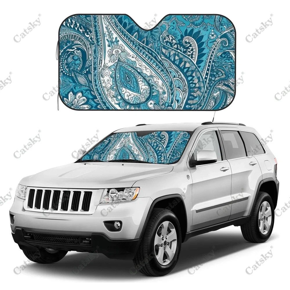 

Colorful Paisley Pattern Car Windshield Sunshade, Auto Accessories Front Windshield Sun Shade Blocks Uv Rays Sun Visor Protector