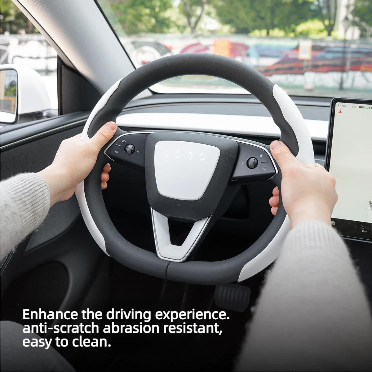 For Tesla Model 3 Highland Model Y Juniper 2024-2026 Steering Wheel Button Cover Trim White Interior Decorative Sticker 2