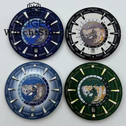 BLIGER 33mm NH35 6 o 'clock Date Dial Black Blue Green Dial C3 Green Luminous For NH35 NH36 movement