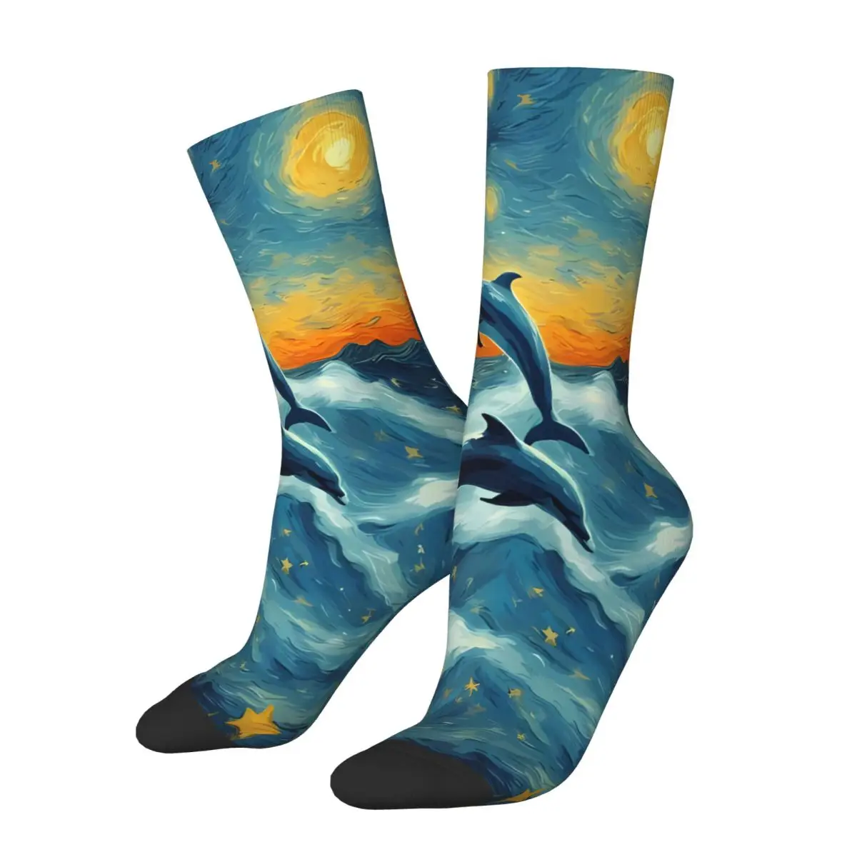 Van Gogh Starry Night Rose Sunflower Sock Printed Man Polyester