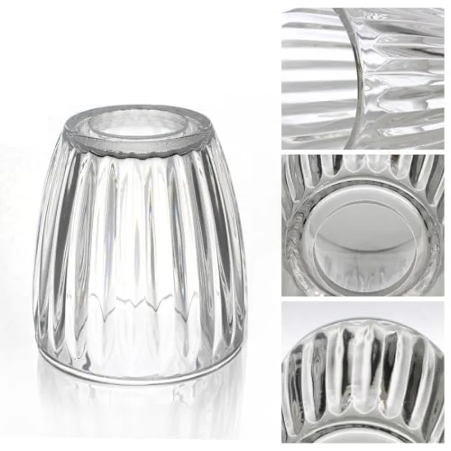 2-Pack Lampshades, Clear Striped Bell Glass Shades, Lighting Fixture Accessory Lampshade Cover Replacement, Fit for E12 Base Pe