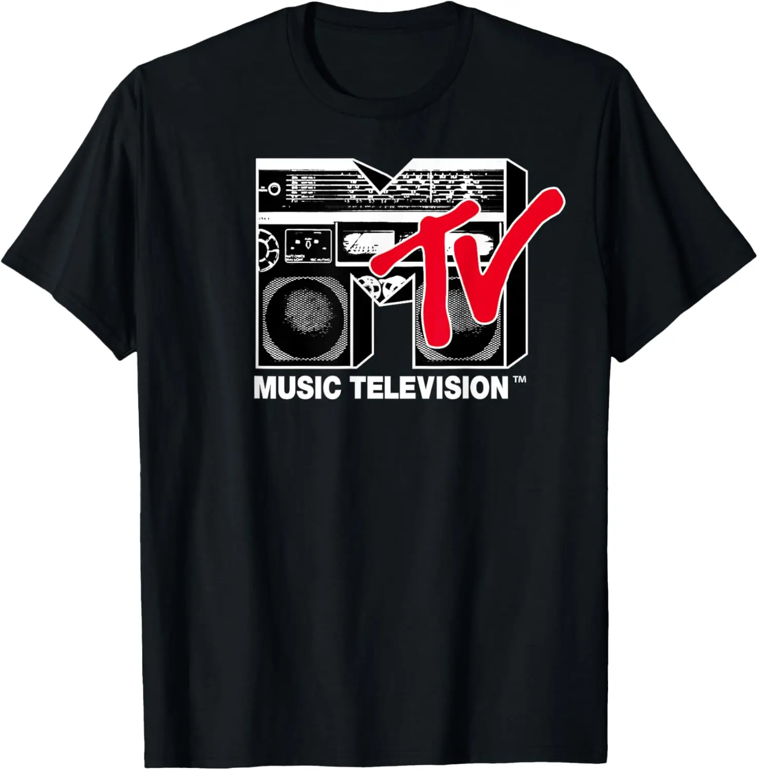 MTV Logo Red Boombox Graphic T-Shirt T-Shirt