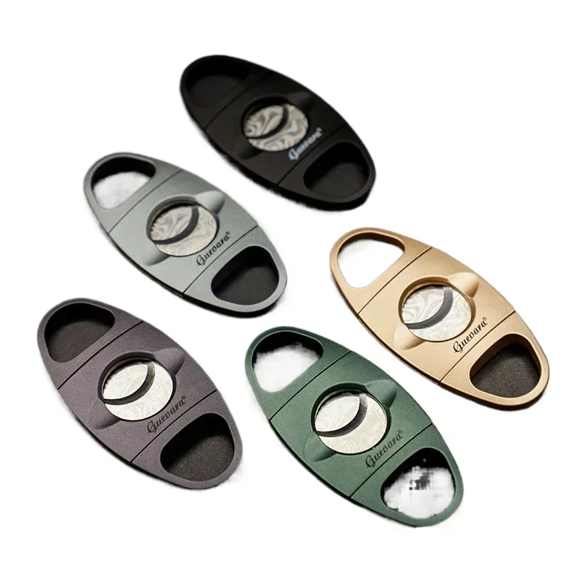 GUEVARA Cigar Cutter Knife Stainless Steel Sharp Gold Plated Pocket Gadget Travel Cigar Cutting Round Punch Smoking Accessories