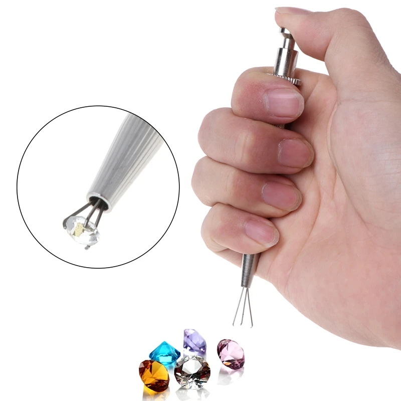 Catcher Jewelry Making Gem Clamping Pick Up Tool with 3/4 Prongs for Tiny Objects Catcher Diamond Gemstone Prong Grabber