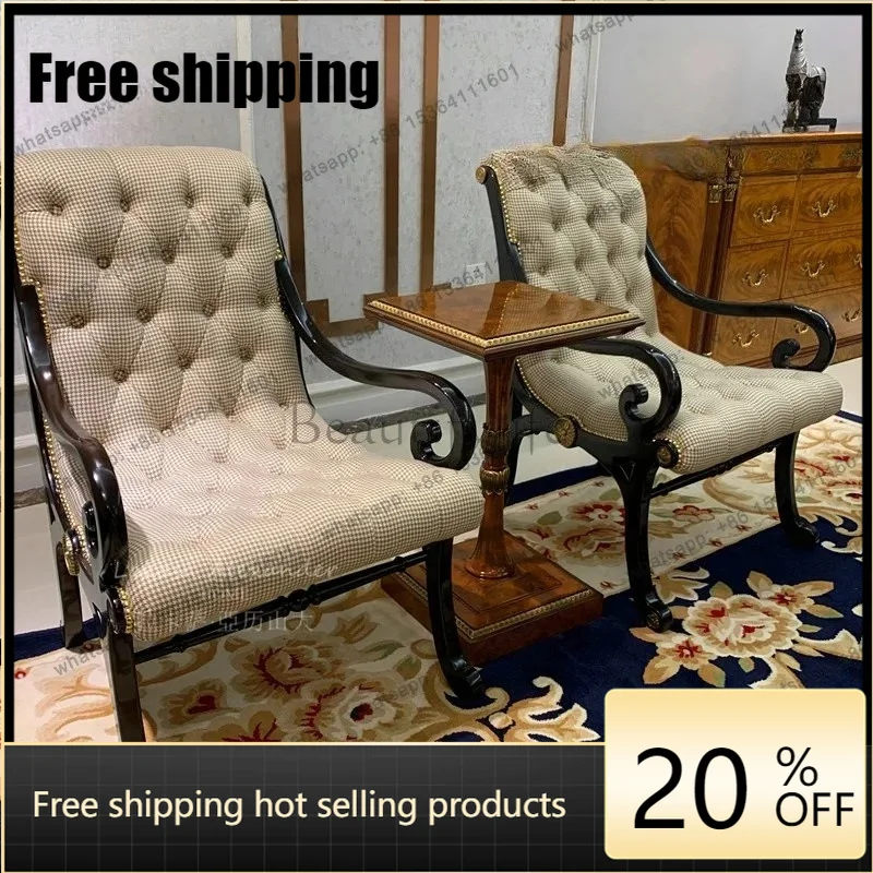 Customization European solid wood leisure chair single leisure sofa single chair villa mansion living room decoration revival