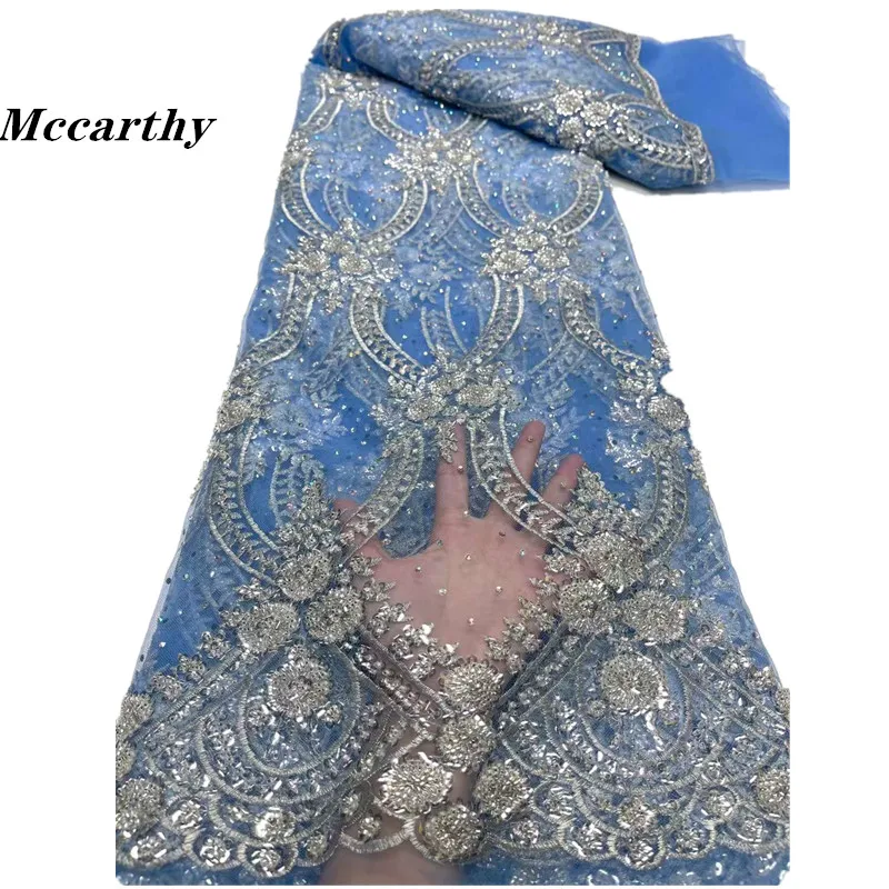 

Mccarthy African Sequins Lace Fabric Heavy Beaded Lace Fabrics with Sequins French Tulle Mesh Lace Fabric Sequence Fabrics Lace