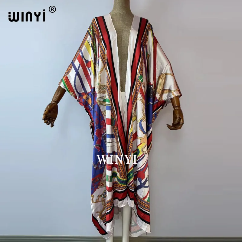 

2021 WINYI AMERICA dress maxi sukienka Print Bohemia Loose Elegant arabic dress Bazin Robe Gowns Broder Riche فستان زهري