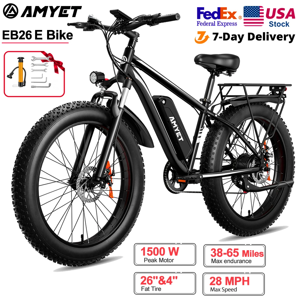 AMYET EB26 Electric Bike for Adults 1000W Electric Bicycle 48V 15AH E Bike 26