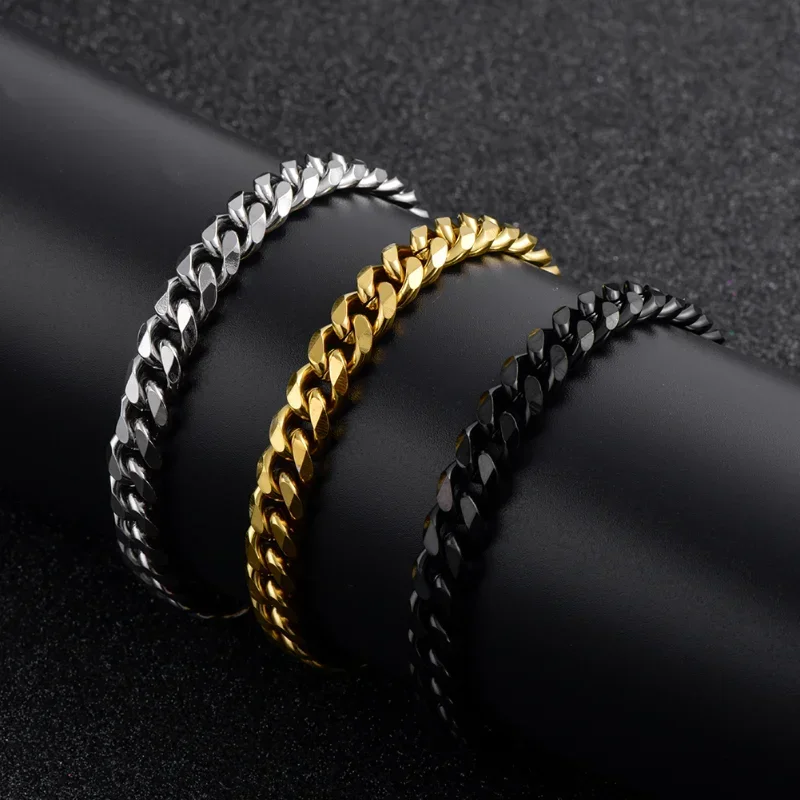 Chain Bracelet Men Stainless Steel Cuba Link Couple Bracelet Women Bracelet Black Hip Hop Gift for Men Jewelry Wholesale