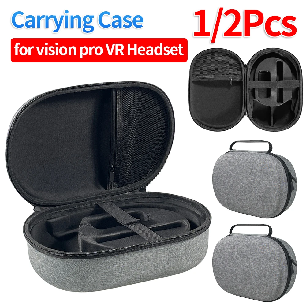 1/2Pcs Carrying Case for Apple Vision Pro Shockproof Portable Travel Carry Handbag EVA Anti-scratch Pouch with Mesh Pocket