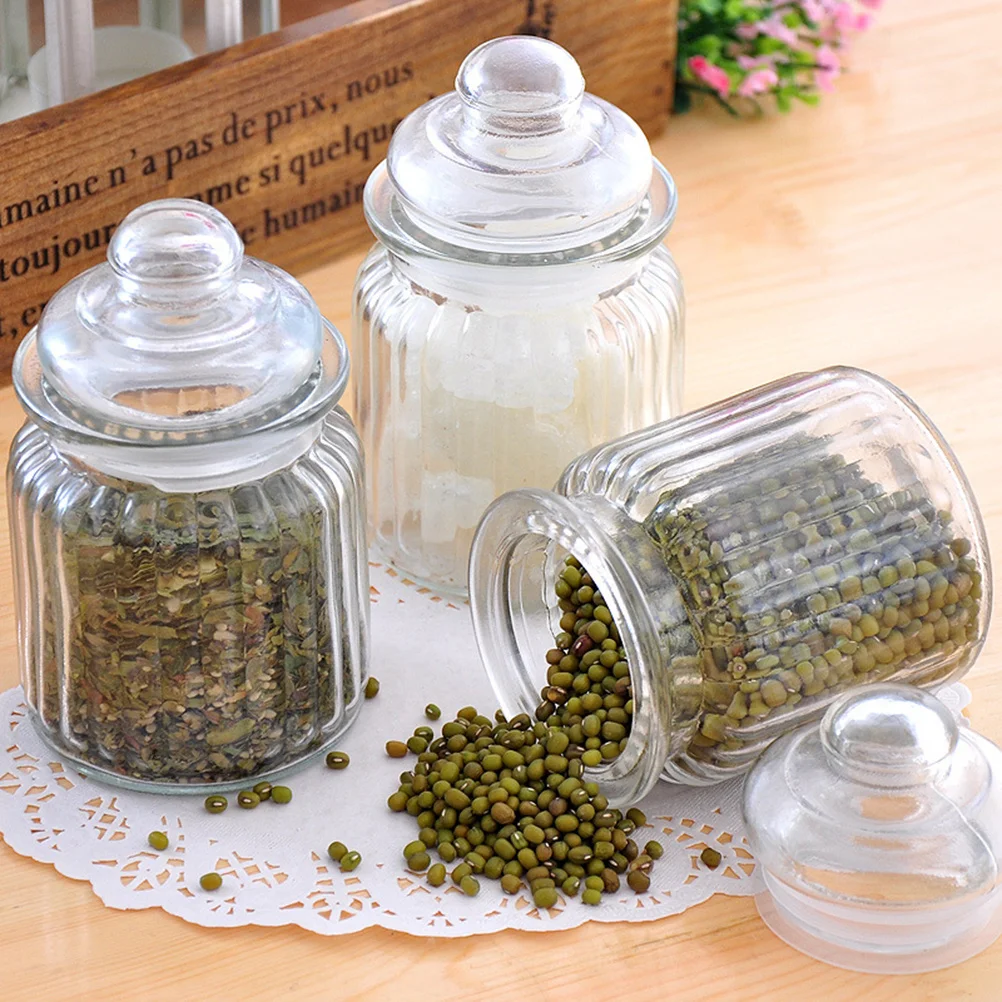 

1350 Ml Pantry Storage Containers Glass Canister with Lid Kitchen Jars Food Lids