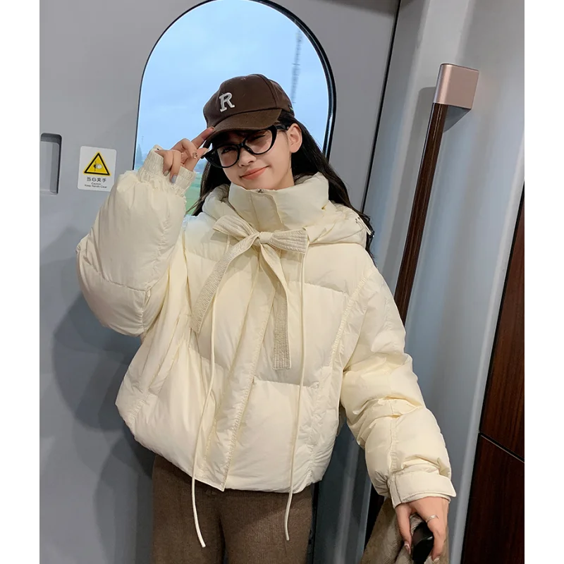 Women\'s Down Puffer Jackets White Winter Korean Fashion Y2K Style Baggy Black Thickening Warm NEW Female Coat Cotton Outwear