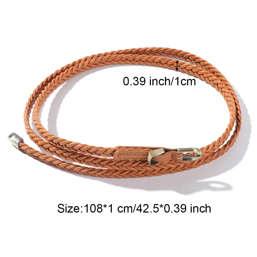 Solid Color Dress Slim Belt New Weave Perforated Sweater Strap Needle Buckle Waist Rope Female