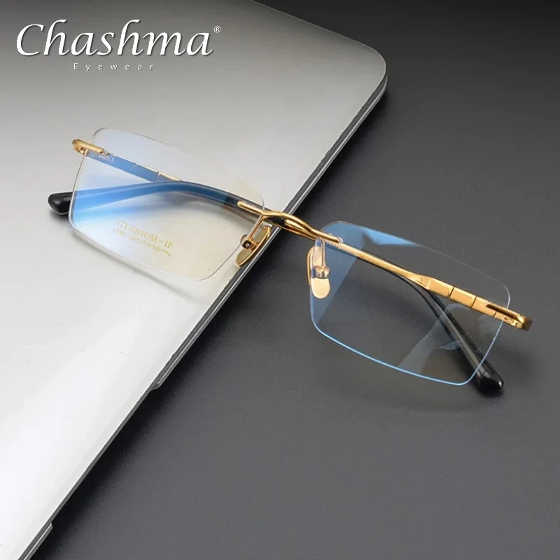 Pure Titanium Rimless Glasses Frame Men Business Eyewear Square 12g Ultra-light Eyeglasses Myopia Spectacles Prescription Lenses