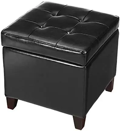 

Ottoman Tufted Faux Leather Cube Footrest,Grey Folding step stool Poop stool Vanity stool Small chair Telescoping stool Benches