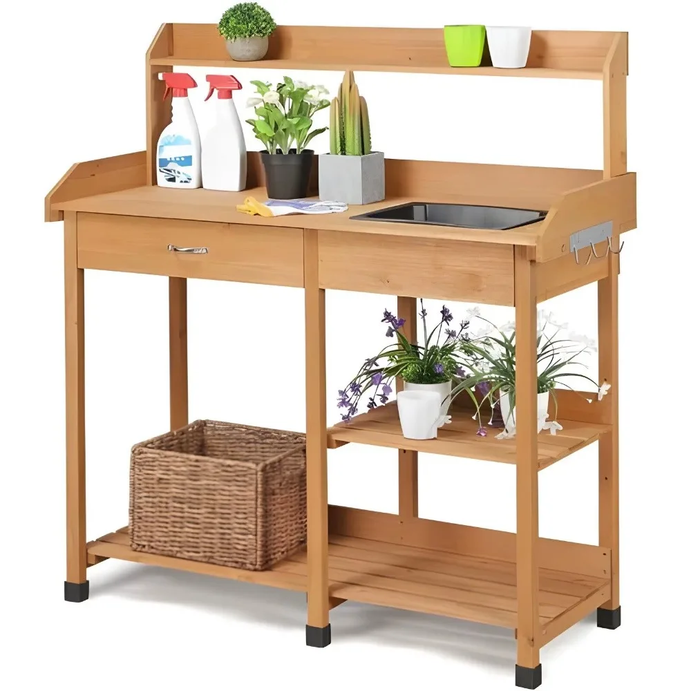 Tuin Oppotbank Tafel Werkstation Werkbank Plantenbureau Natuurlijk Sparrenhout