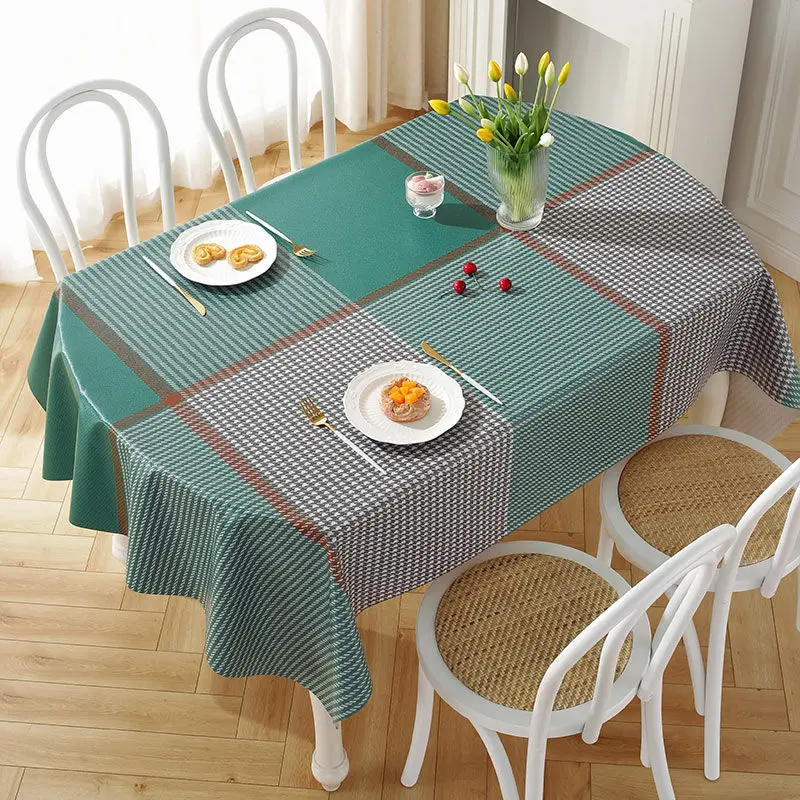 Oval Tablecloth Waterproof, Oil Proof, Hot Proof, Wash Free Nordic Style I Rectangular PVC Table Mat Tea Table Cloth