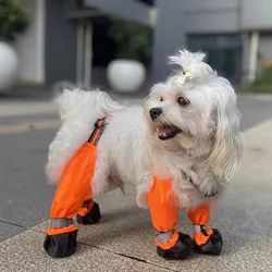Water Proof Dog Shoes Dog Protectors Shoes With Suspenders Slip Reflective Dog Boots Adjustable Pet Clothes for Small Dogs Girl
