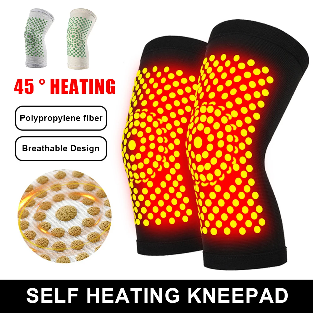 1 Pair Tourmaline Self Heating Support Knee Brace Knee Pads Warm for Arthritis Joint Pain Relief and Injury Recovery