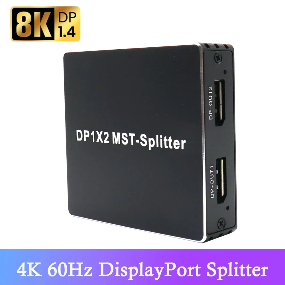 DisplayPort MST HUB Splitter 1 in 2 out 4K 120Hz DisplayPort MST Splitter 1 in 2 out extended Dual monitors