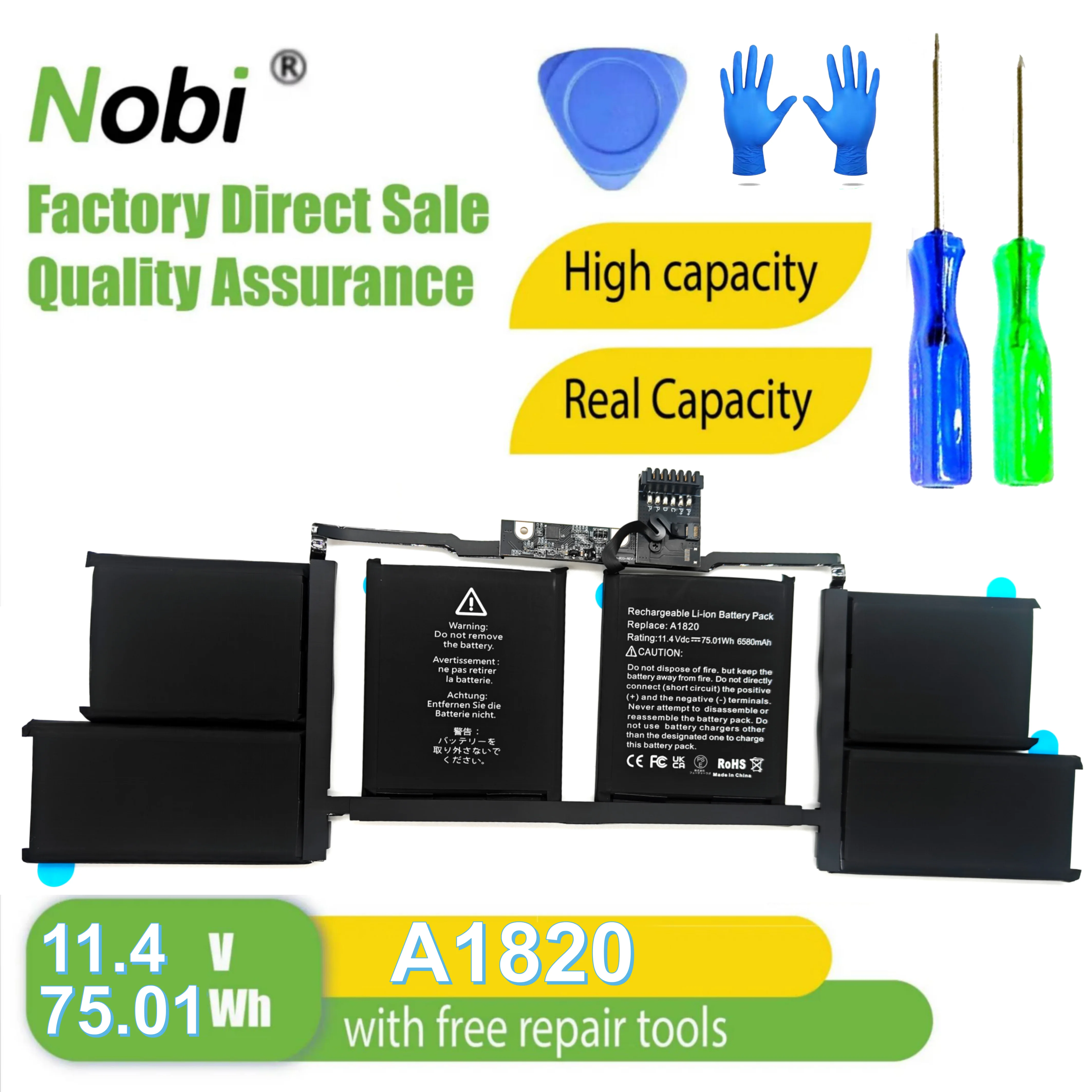 

Nobi A1820 Laptop Battery compatiable with for MacBook Pro 15 inch A1707 (Late 2016 Mid 2017) Touch Bar EMC 3162 3072 Series