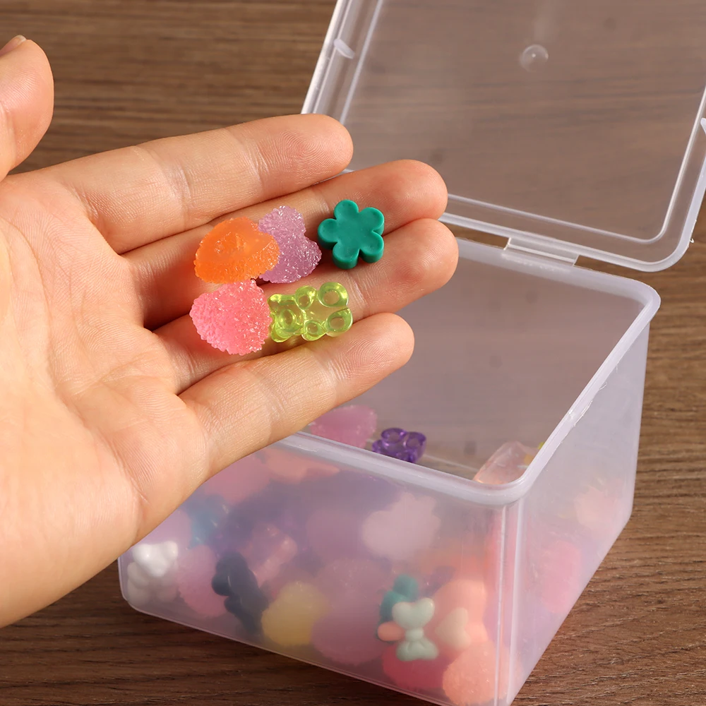 1Pcs with Lid Storage Box Rectangular Shape Plastic Storage Case Multi-purpose Clear Small Thing Container