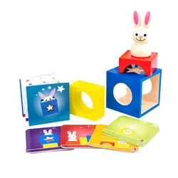 Wooden Magic Box Rabbit Animal Geometric Building Blocks Educational Desktop Game Toy for Kids Ideal Birthday Gift