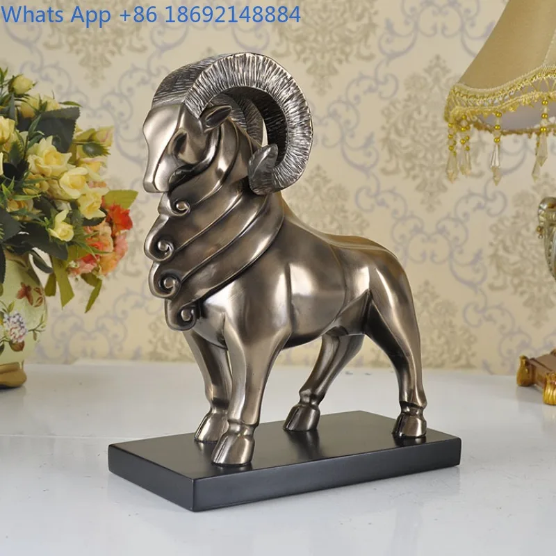 

Resin Cast Copper Goat Craft Ornament Home Decoration Product Ornament TV Cabinet Wine Cabinet Decoration