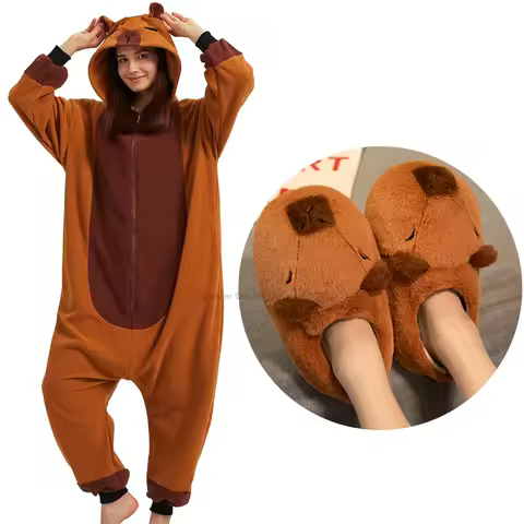 Capybara Onesies Jumpsuit Adult Anime Cosplay Halloween Costumes Carnival Funny Children Pajamas Kigurumi Unicorn Slipper Winter