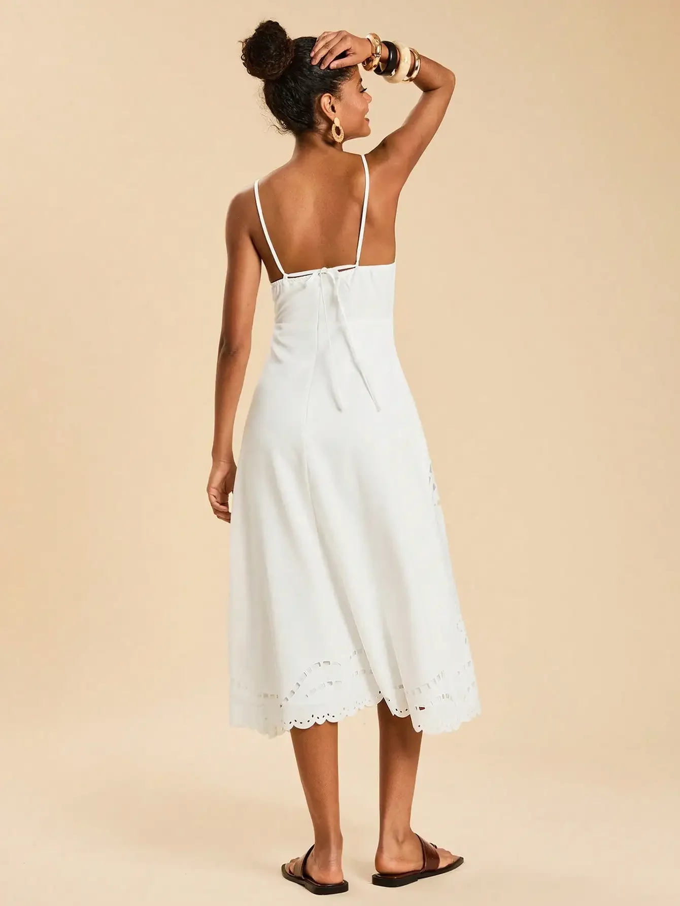 Women Summer Casual Minimalist Solid Color Midi Slip Dress Party Outing Beach Vacation Holiday Ladies Daily Wear Elegant