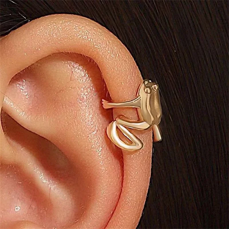 Fashion Retro Ear Clip Without Ear Holes Punk Frog Ear Bone Clip Single Minimalist Earrings Party Jewelry Gifts