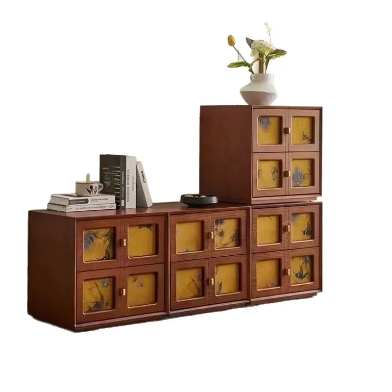 

Medieval fragrant cloud yarn TV cabinet, solid wood bedside table, bedroom storage, retro black against the wall