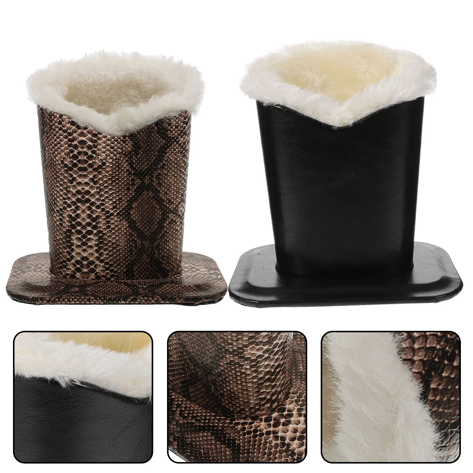 

2 Pcs Plush Lined PU Glasses Holder Stand Vertical Eyeglasses Storage Box Nightstand Black White Fur Snake Pattern