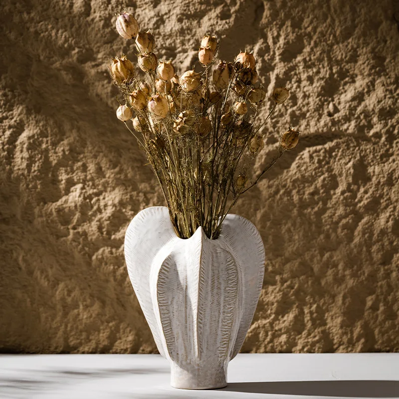 

Creative White Ceramic Vase Ornament Dining Table Living Room Wine Cabinet Entrance Color Box Decoration Flower Arrangement