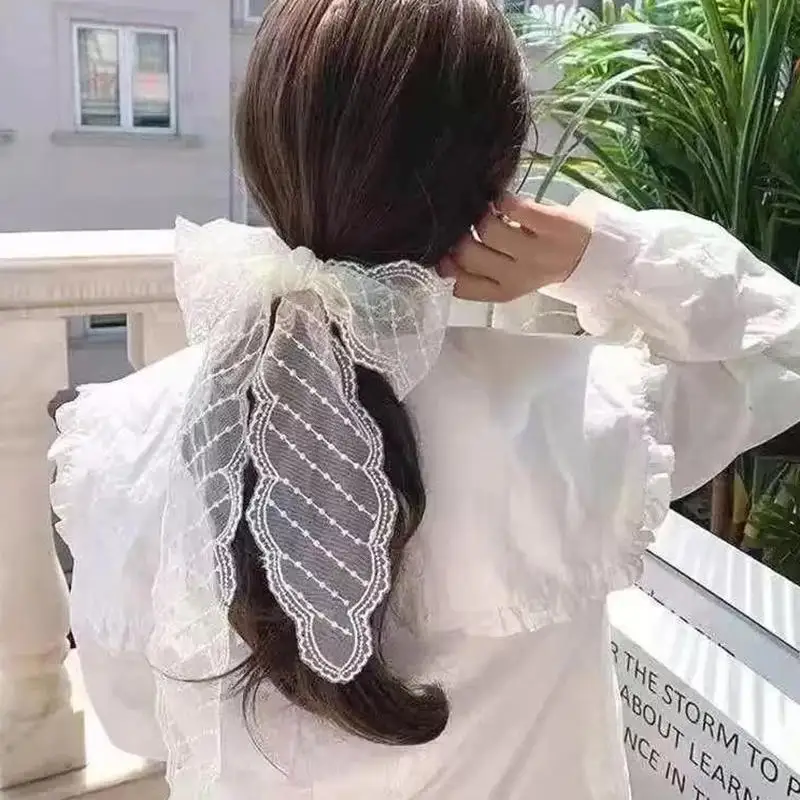 

Korea Floral Embroidered Scarf Hair Ties Long Lace Ribbon Headbands Braids Sun Hat Lace Trim Bag Decoration Ribbon Headwear INS