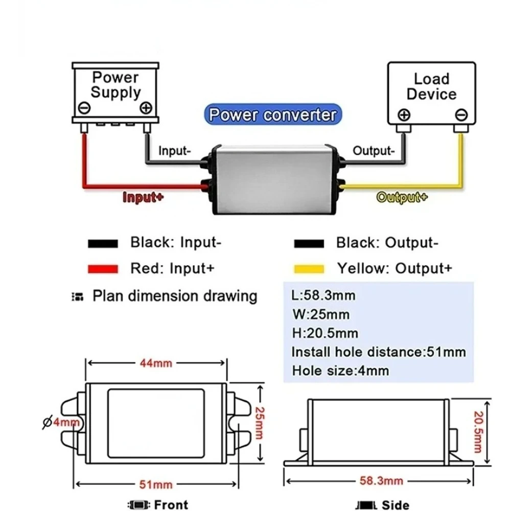 Módulo impermeável do conversor step-down, poder do carro, 24V a 12V, 15V-40V a 12V, 5A, 3A