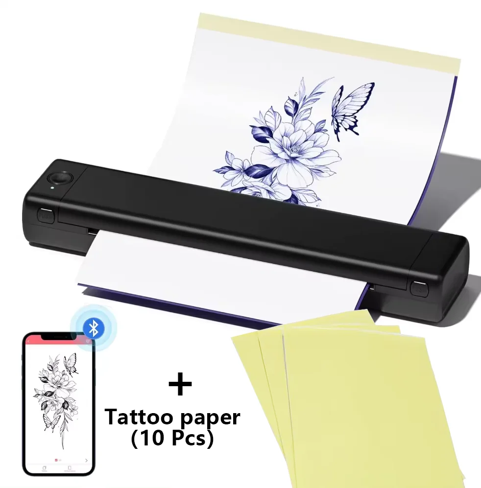 A46L Wireless Tattoo Transfer Stencil Printer Tattoo Transfer Thermal Copier Machine Compatible with Smartphone & PC