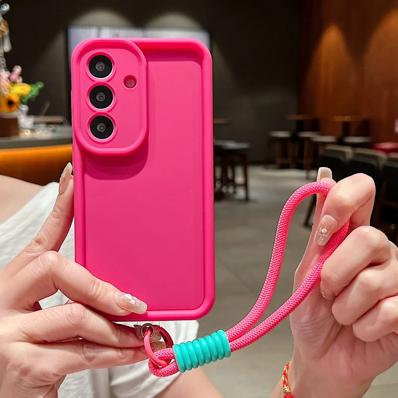 Soft TPU Lanyard Phone Case For Samsung Galaxy A57 A27 A37 A18 A56 A26 A16 A17 A36 A55 A54 5G S26 FE S26 S25 S23 S22 Ultra Cover