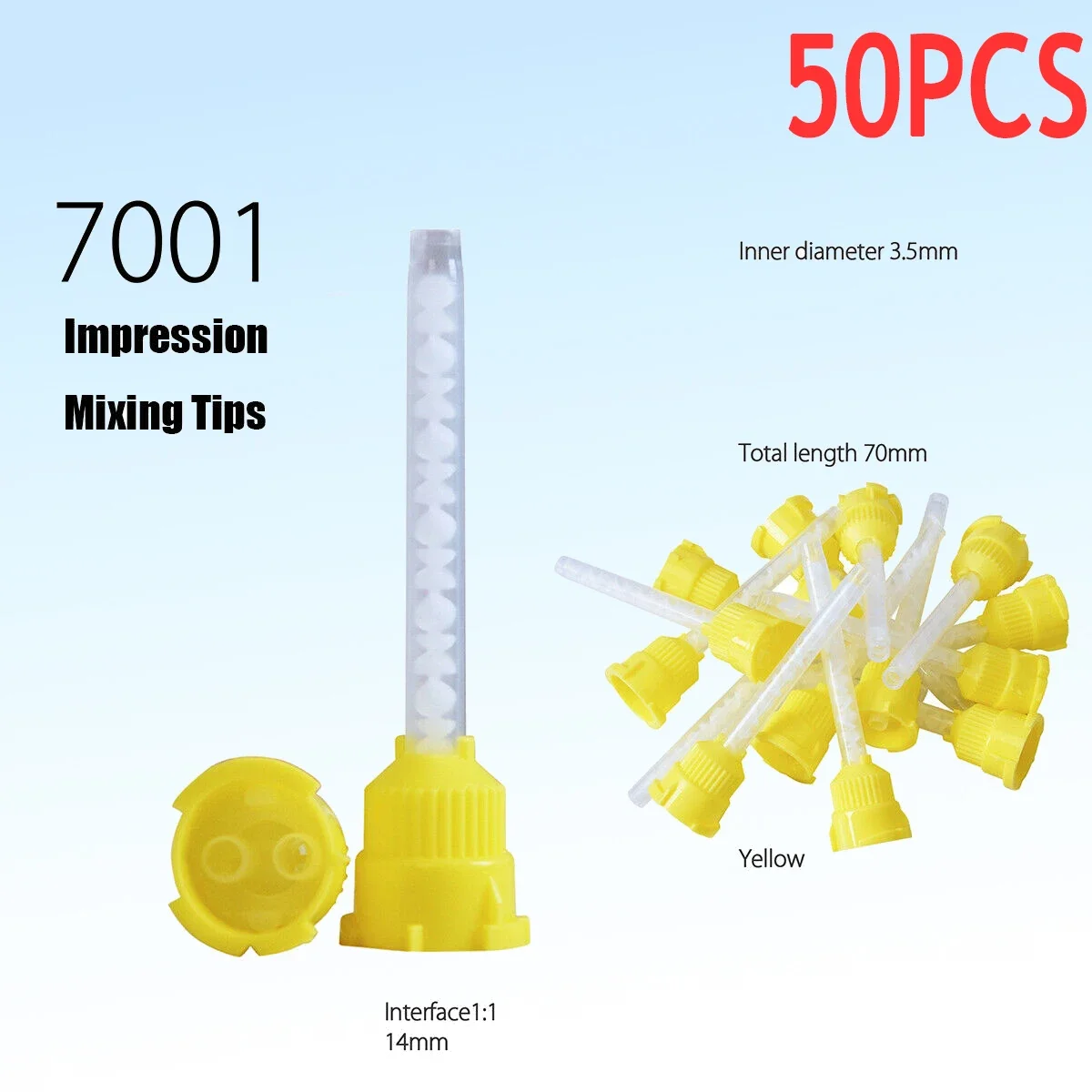 

Dentistry Disposable Materials Dental Impression Mixing Tips Yellow Silicone Rubber Conveying Mixing Head Tube Nozzle Materials