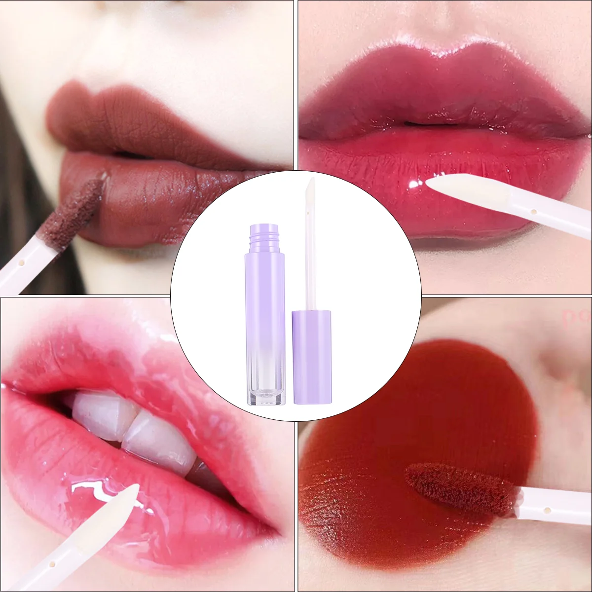 10 Pcs Gradient Purple Lip Gloss Tube Travel Fashion Empty Plastic Container Sub Bottle