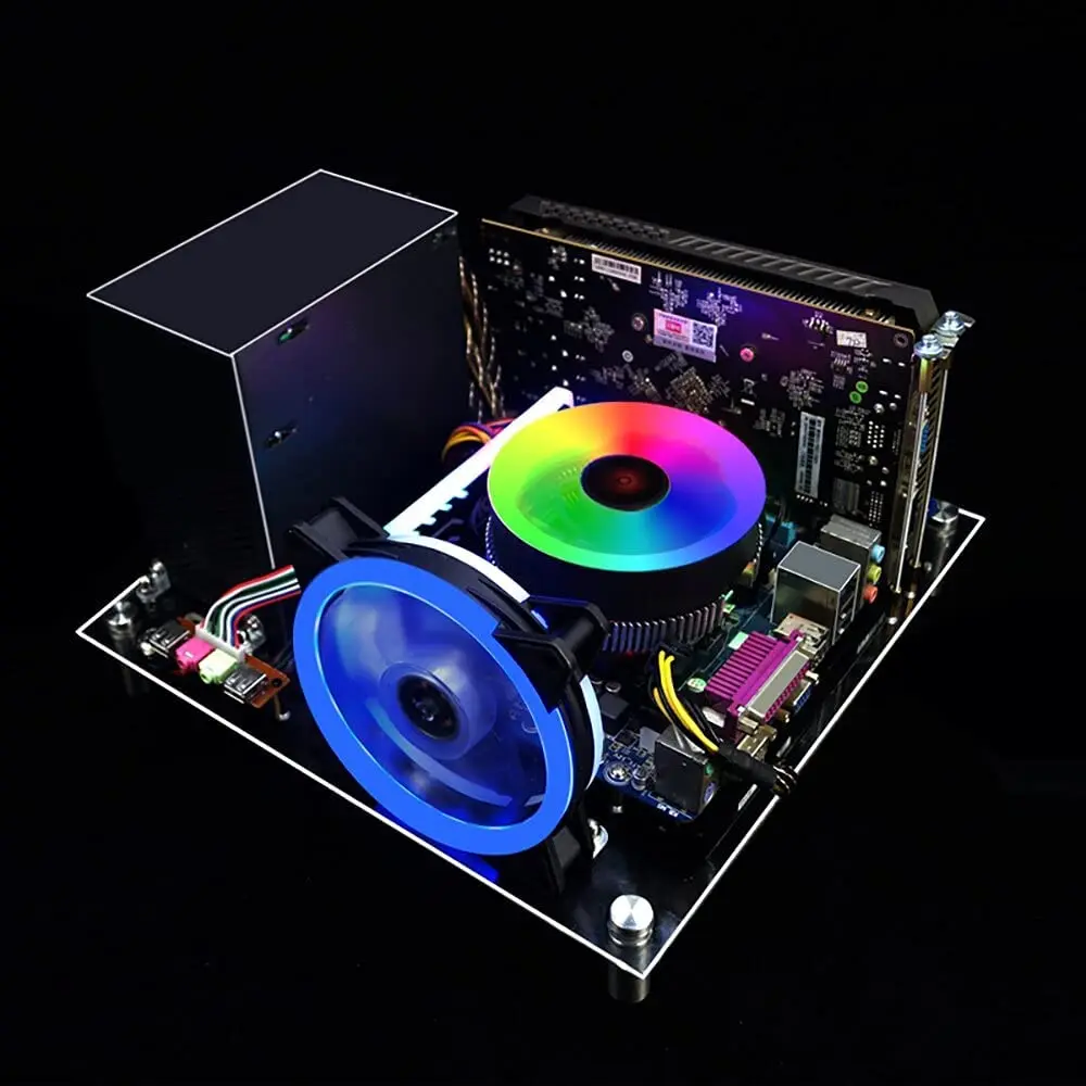 PC Open Chassis Computer Heat Dissipation Case Acrylic MATX Motherboard Test Bench Platform DIY Computer Case, Transparent