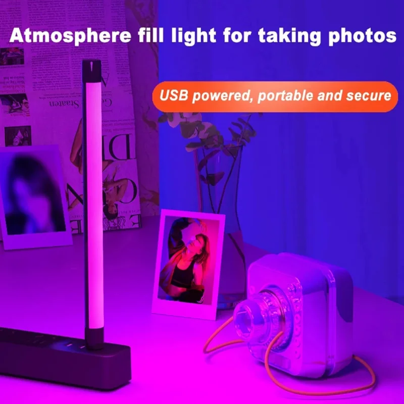 ポータブルRGBフィラーライトスティック、カラフルなハンドヘルド自撮りランプ、デスクトップLEDランプ、写真照明、20cm、40cm