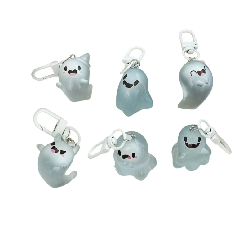 Pack of 6 Halloween Jelly Specter Keychains Silicone Ghoulish Bag Pendant Charm