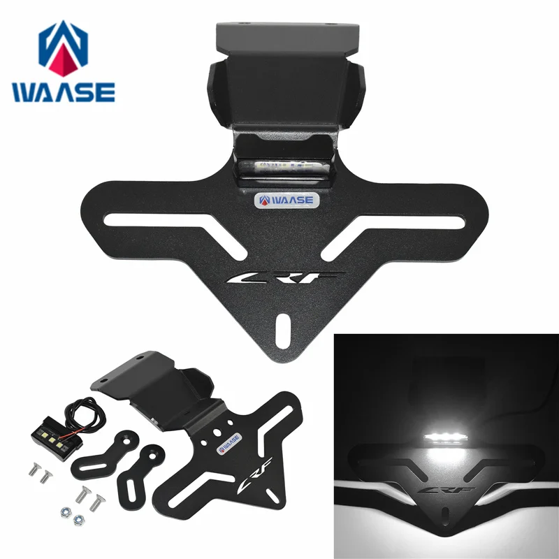 waase For Honda CRF300L CRF 300 L Rally 2021-2023 Rear Registration Bracket Tail Tidy License Plate Holder Frame w/ LED light