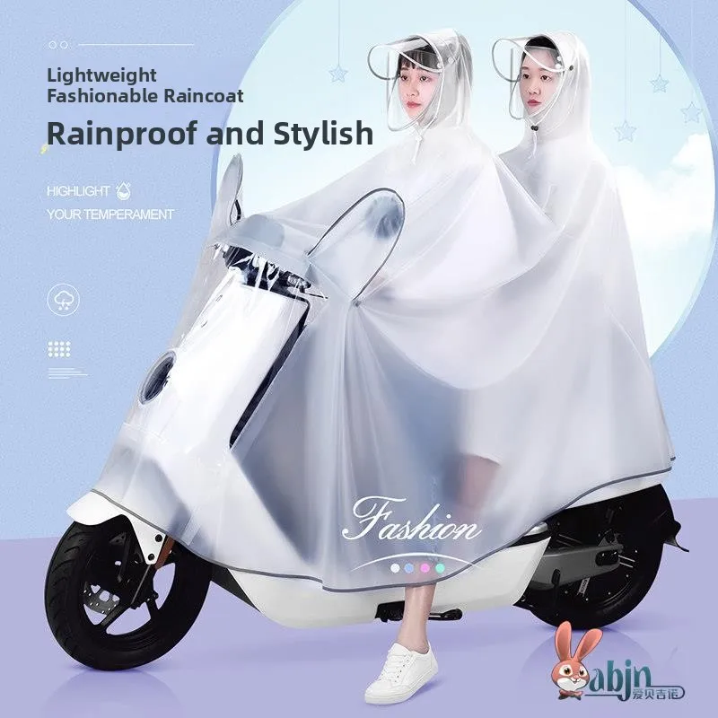 

Motorcycle Raincoat Long Version Full Body Waterproof for Women Mothers And Children Two People Commuting Rain Poncho