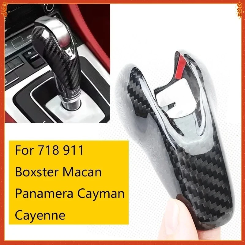 

For PORSCHE 718 911 997 991 Panamera Macan Boxster Cayman Cayenne Real Dry Carbon Fiber Interior Shifter Gear Shift Knob Cover