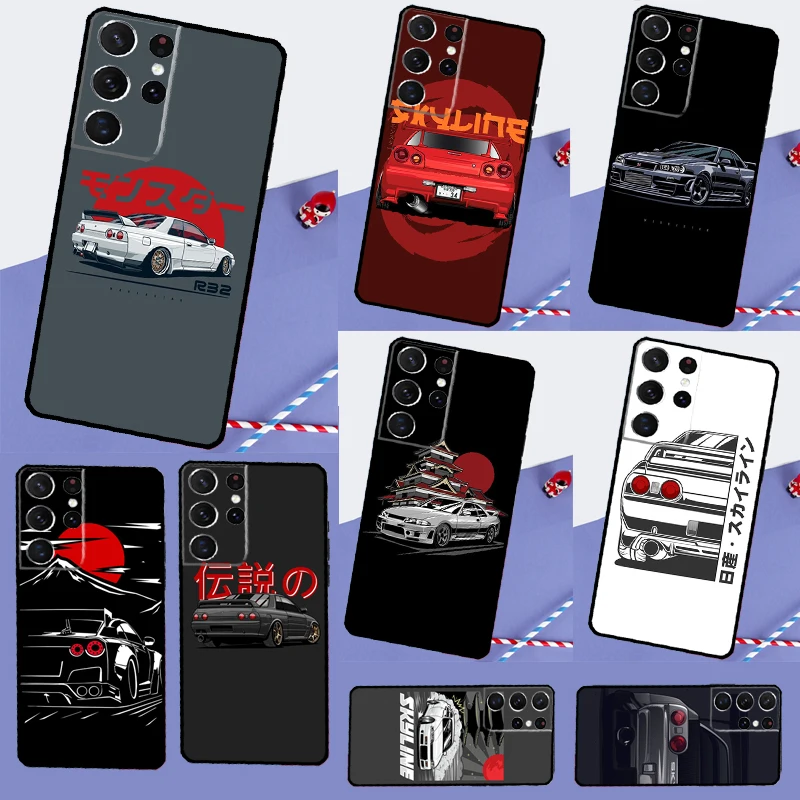 JDM Skyline Car Case For Samsung Galaxy S23 S22 Ultra S8 S9 S10 Plus Note 10 20 Ultra S20 S21 FE Phone Cover