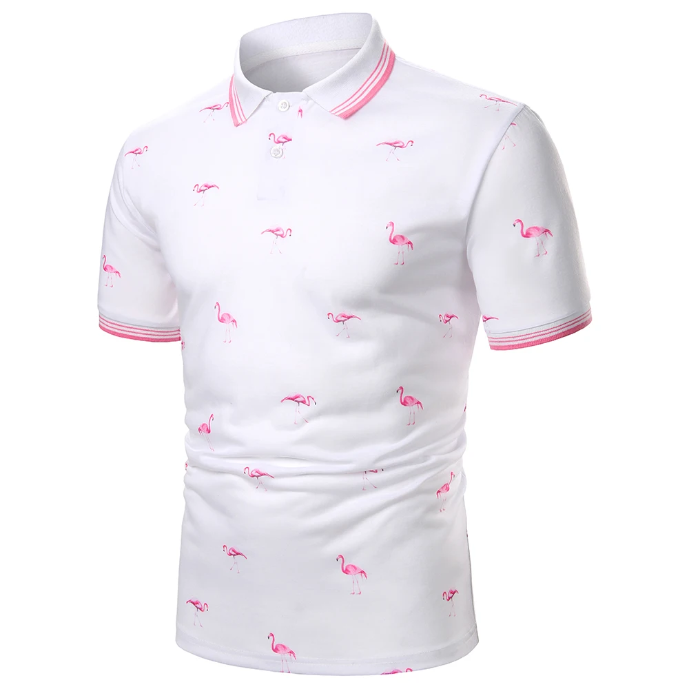 Men\'s Shirt Flamingo Print Button-Down Polo Shirt For Men Business Casual Daily Home Banquet Exercise Men\'s Top Men\'s Polo Shirt